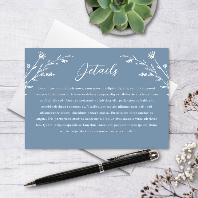 Rustic Dusty Blue Wildflower Wedding Details Enclosure Card (Creator Uploaded)
