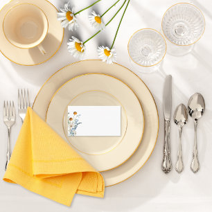 Rustic Dusty Blue Wildflowers & Daisies Wedding Place Card