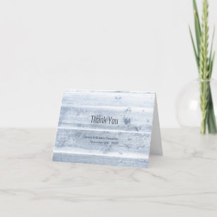 Rustic Dusty Blue Wood Wedding Thank You Card