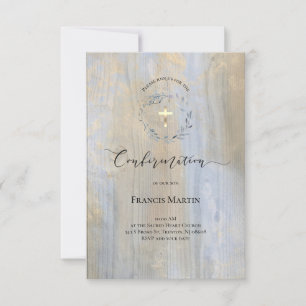rustic dusty blue wreath watercolor Confirmation Invitation