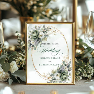 Rustic Dusty Green Eucalyptus Wedding Welcome Sign