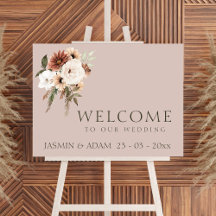 Rustic Dusty Pink and Green Floral Wedding Sign