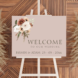 Rustic Dusty Pink and Green Floral Wedding Sign