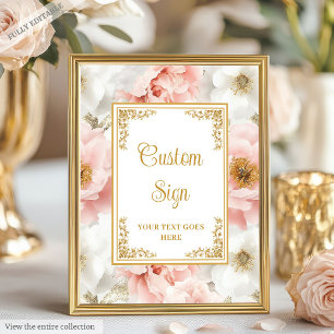 Rustic dusty pink flowers with gold accents 8x10  poster