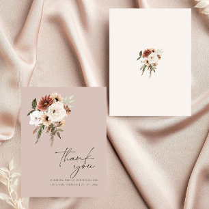 Rustic Dusty Pink Green Floral Wedding Thank You