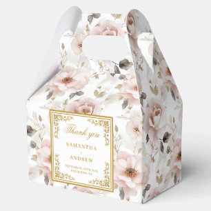 Rustic dusty pink ivory floral wedding favor boxes