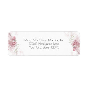 Rustic Dusty Pink Rose Floral Return Address Label