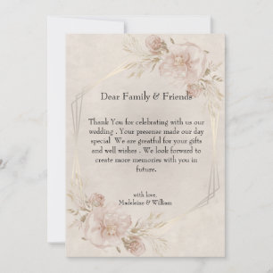 Rustic Dusty Pink Roses & Wildflowers Wedding Thank You Card