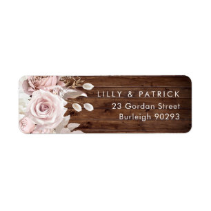 Rustic Dusty Rose & Blush Wedding Return Address Label
