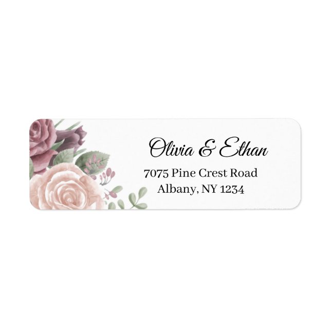 Rustic Dusty Rose Flowers Label Return Address Label (Front)