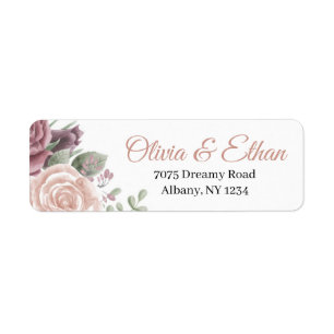 Rustic Dusty Rose Flowers Return Address Label