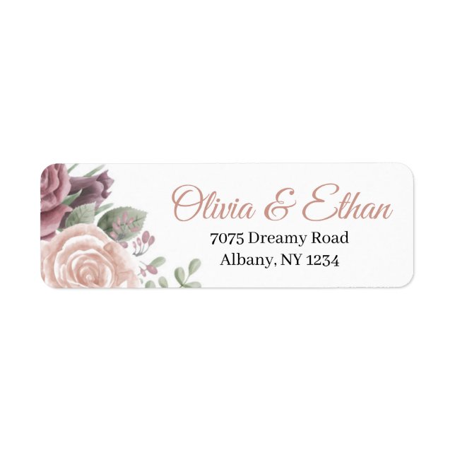 Rustic Dusty Rose Flowers Return Address Label (Front)