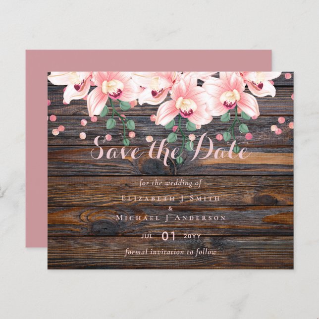 Rustic Dusty Rose Pink Floral Wedding (Front/Back)