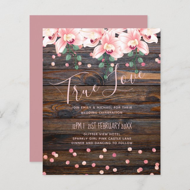 Rustic Dusty Rose Pink Floral Wedding (Front/Back)