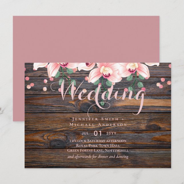 Rustic Dusty Rose Pink Floral Wedding (Front/Back)