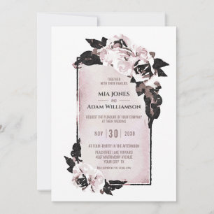 Rustic Dusty Rose Watercolor Floral Wedding Invitation
