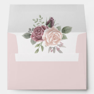 Rustic Dusty Rose Watercolor Flowers Envelope