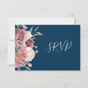 Rustic Dusty Rose Watercolour Flower Bouquet RSVP Card