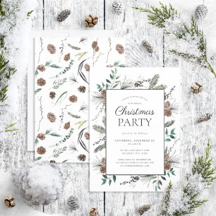 Rustic Dusty Winter Watercolor Christmas Party Invitation