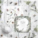 Rustic Dusty Winter Wreath Christmas Party Invitation<br><div class="desc">What better way to get into the holiday spirit than by hosting a Rustic Dusty Winter Watercolor Christmas party? This rustic and modern square holiday card is the perfect way to invite your family and friends to an annual holiday party, or the annual corporate party. The beautiful watercolor fir cones...</div>