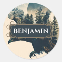Rustic Eagle Name Label Sticker