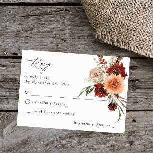 Rustic Earth & Champagne Florals no Meal RSVP Card