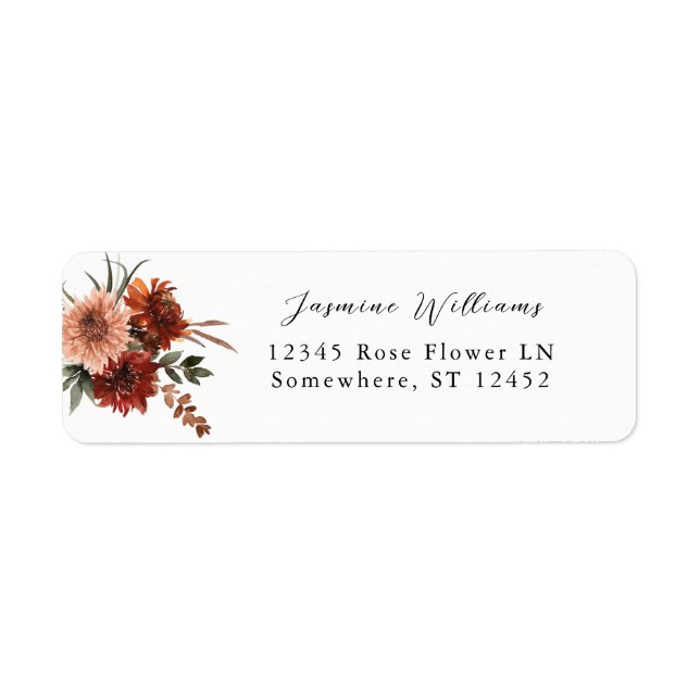 Rustic Earth & Champagne Florals Return Address 2 Label (Front)