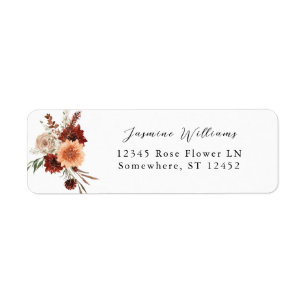 Rustic Earth & Champagne Florals Return Address La Label