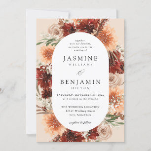 Rustic Earth & Champagne Florals Wedding beige Invitation
