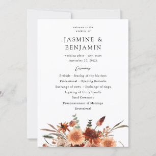 Rustic Earth & Champagne Florals Wedding Program