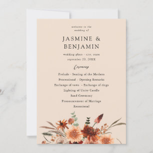 Rustic Earth & Champagne Florals Wedding Program B