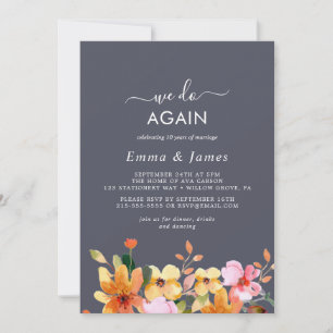 Rustic Earth Floral Purple "We Do Again" Vow Renew Invitation