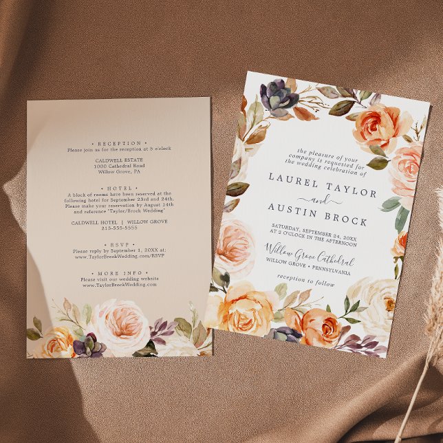 Rustic Earth Florals All In One Wedding Invitation (Creator Uploaded)