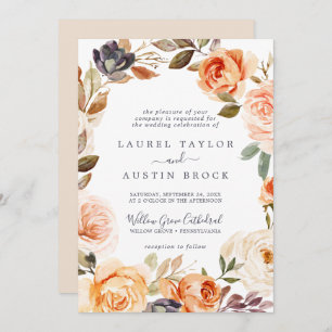 Rustic Earth Florals Formal Wedding Invitation