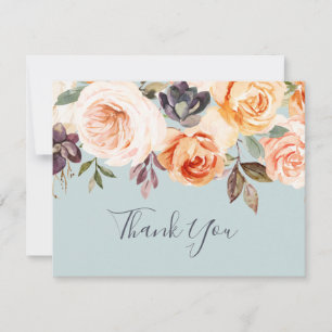Rustic Earth Florals   Mint Thank You Card