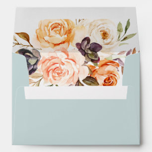 Rustic Earth Florals   Mint Wedding Invitation Envelope