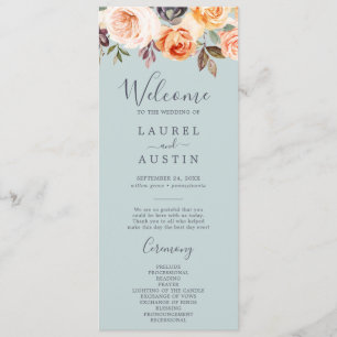 Rustic Earth Florals Mint Wedding Program