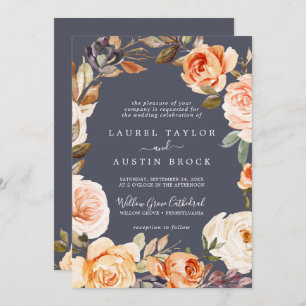 Rustic Earth Florals   Purple All In One Wedding Invitation