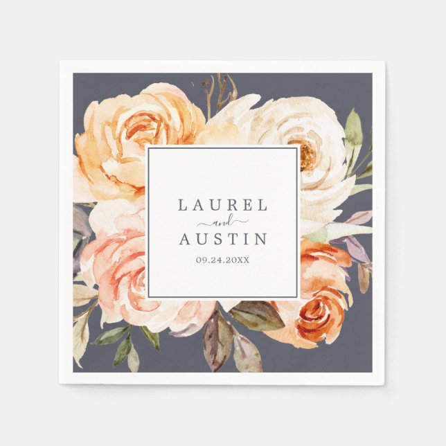 Rustic Earth Florals | Purple Wedding Napkin (Front)