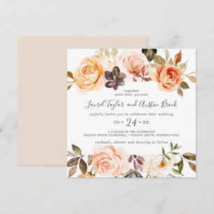 Rustic Earth Florals Square Wedding Invitation
