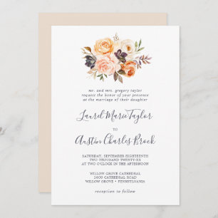 Rustic Earth Florals Traditional Wedding Invitation