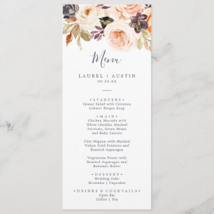Rustic Earth Florals Wedding Dinner Menu