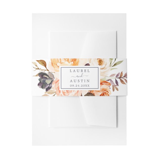 Rustic Earth Florals Wedding Invitation Belly Band (Front Example)