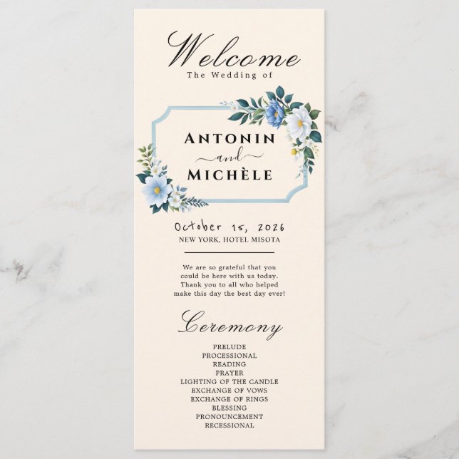 Rustic Earth Florals Wedding Program (Front)
