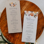 Rustic Earth Florals Wedding Program<br><div class="desc">This rustic earth florals wedding program is perfect for a fall wedding. The elegant earth tone design features rustic watercolor flowers in terracotta, copper, burnt orange, peach, blush pink and cream white tones with vintage boho style. Include the name of the bride and groom, the wedding date and location, thank...</div>