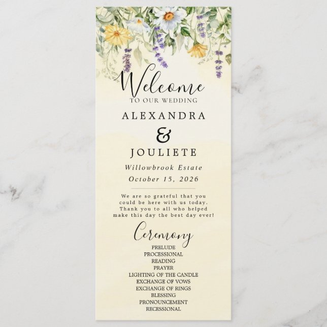 Rustic Earth Florals Wedding Program (Front)