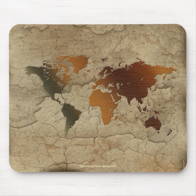 Rustic Earth Map of The World Arty Mousepad (Front)