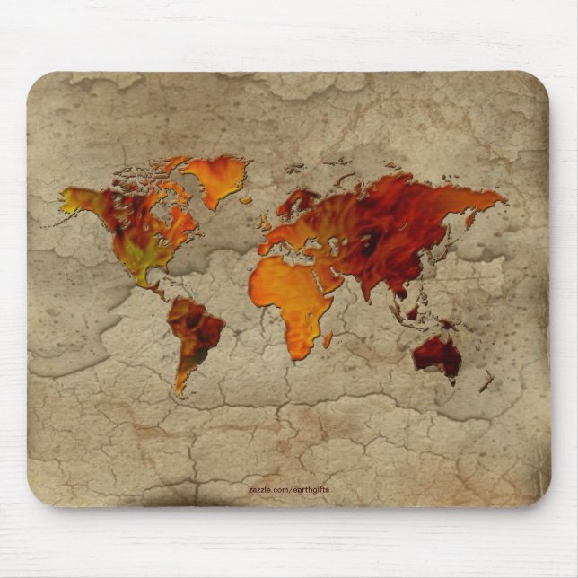 Rustic Earth Map of The World Arty Texture Mouse Pad (Front)