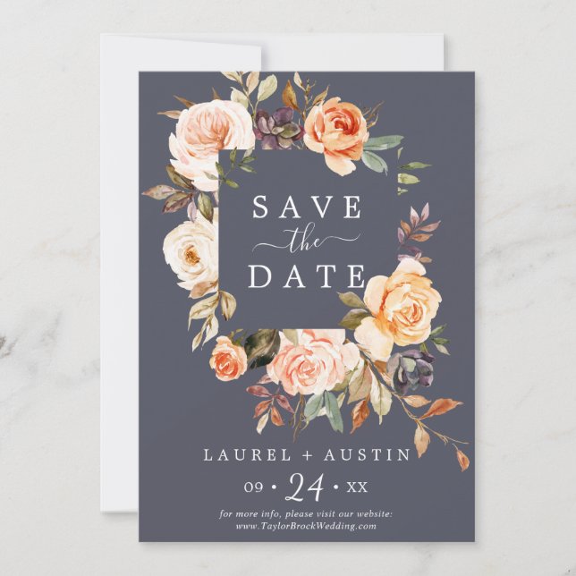 Rustic Earth | Purple Save the Date Announcement (Front)