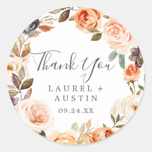 Rustic Earth Thank You Wedding Favour Sticker
